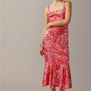 NWT JCrew Collection fitted luster crepe flare-hem dress in coral floral print
